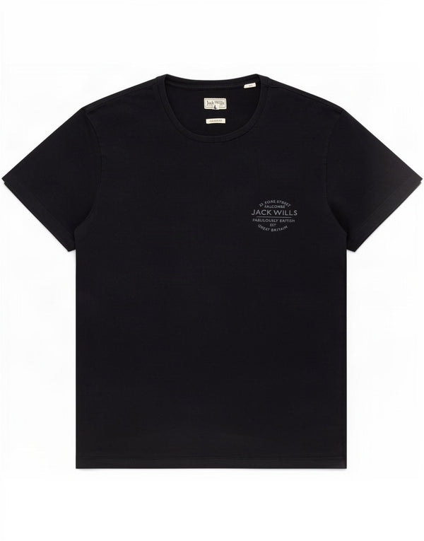 Jack Wills Мужская футболка классического кроя Топ Средний Черный Хлопок