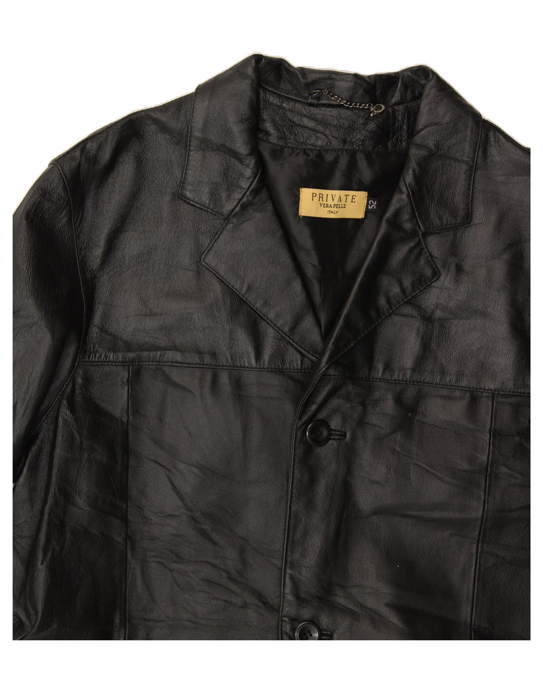 PRIVATE Mens Leather Jacket IT 52 XL Black Leather Vintage Private and Second-Hand Private from Messina Hembry 
