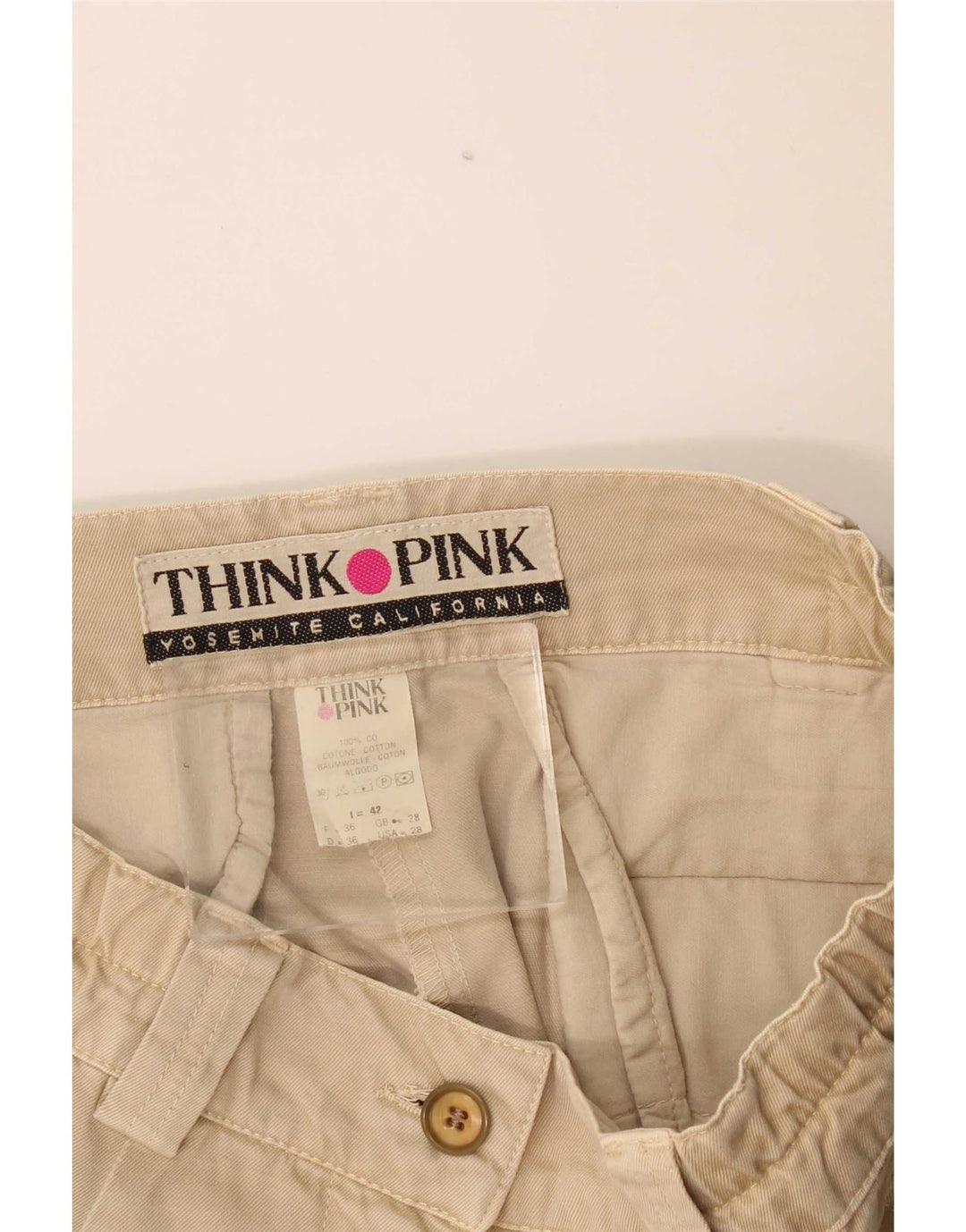 Think Pink Женские шорты карго IT 42 Medium W28 Бежевые хлопковые