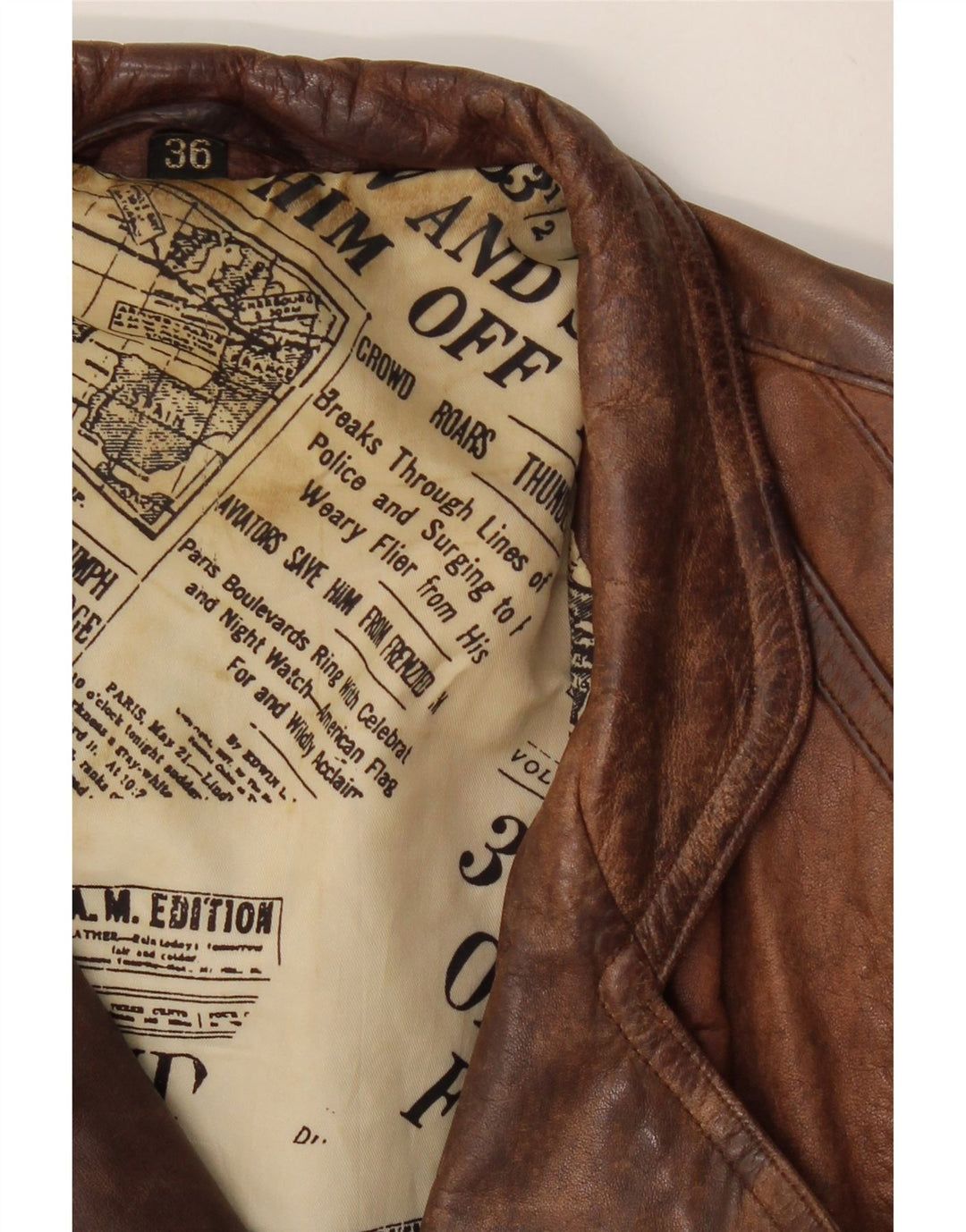 VINTAGE Женская укороченная куртка оверсайз EU 36 маленькая коричневая кожа