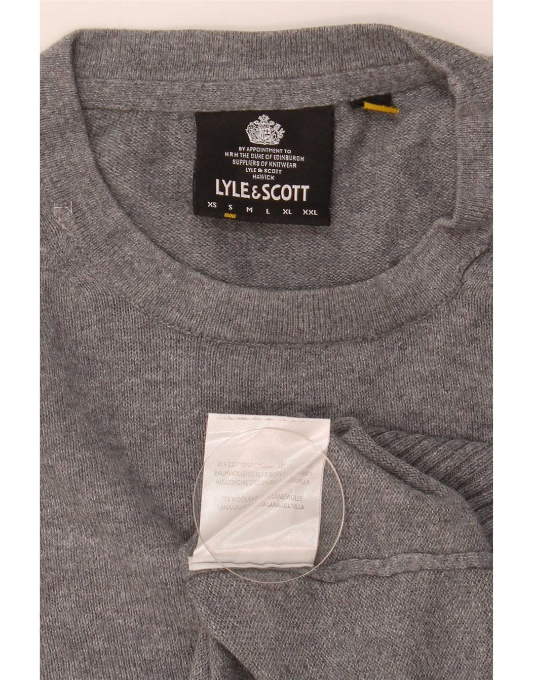 Мужской джемпер с круглым вырезом Lyle & Scott, маленький серый хлопковый крапчатый свитер