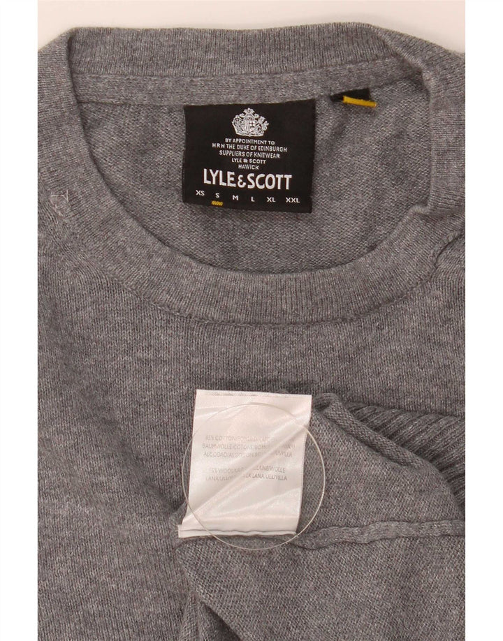 Мужской джемпер с круглым вырезом Lyle & Scott, маленький серый хлопковый крапчатый свитер