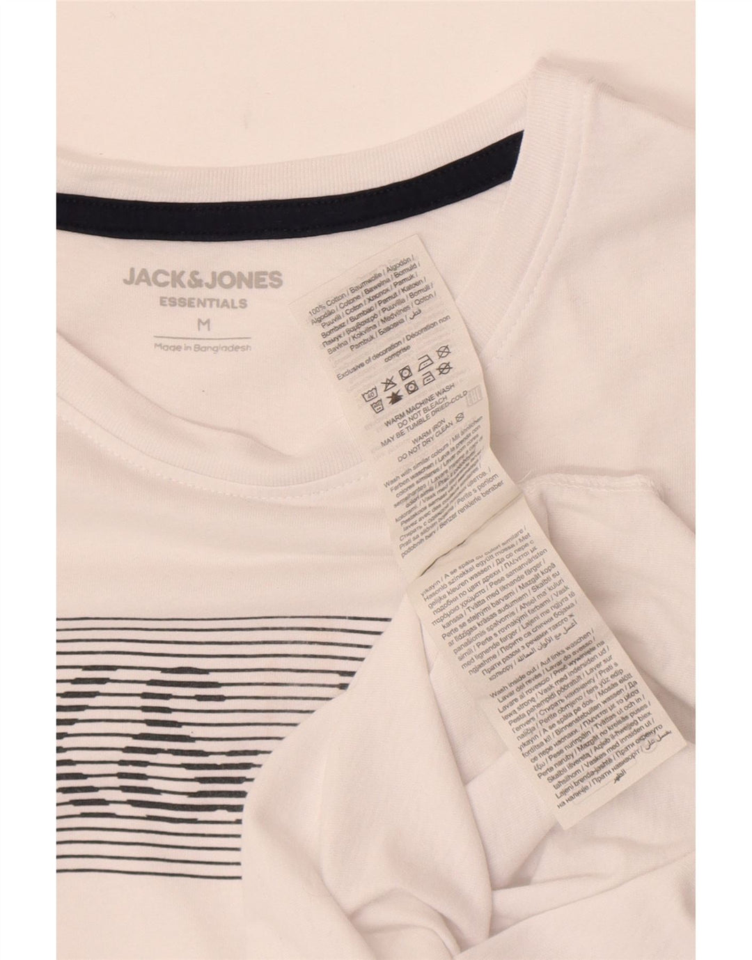 Мужская футболка с рисунком Jack & Jones, топ среднего размера, белый хлопок, хлопок
