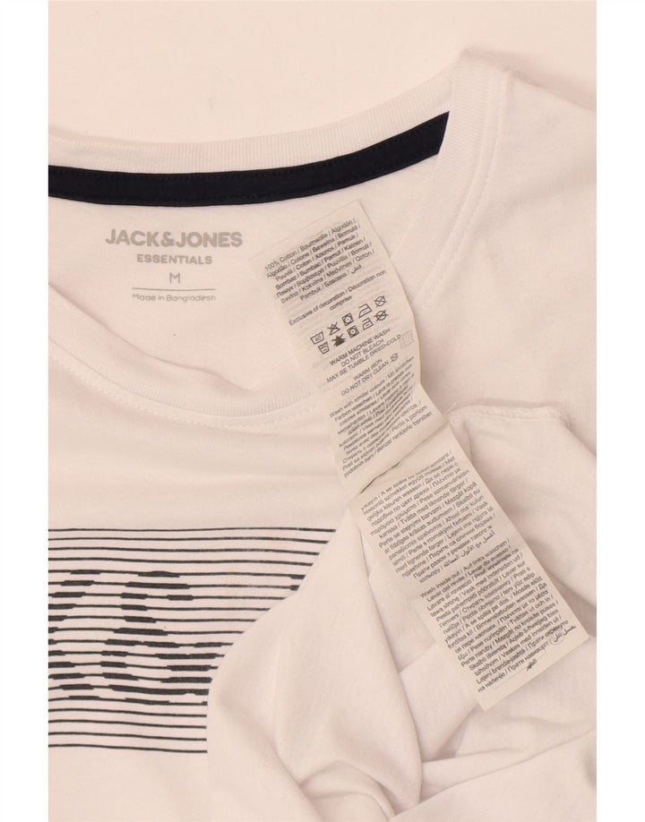 Мужская футболка с рисунком Jack & Jones, топ среднего размера, белый хлопок, хлопок