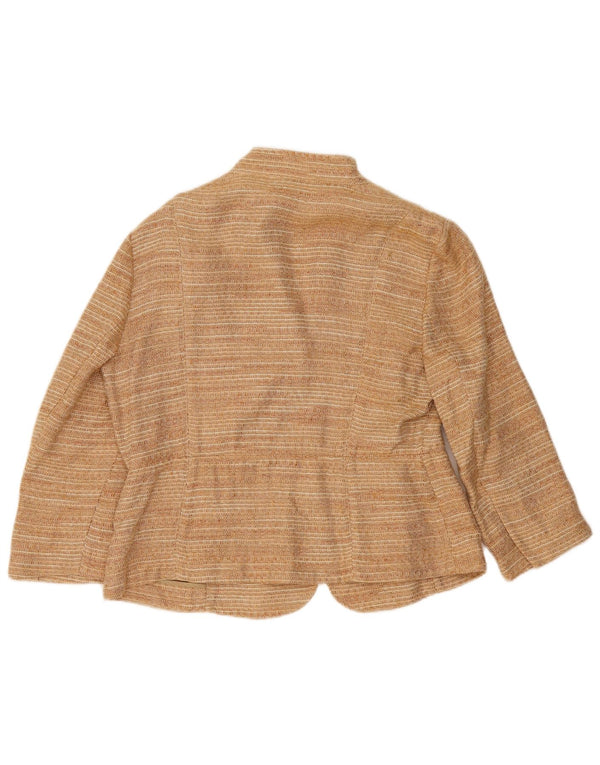 Женский пиджак Zara с рукавом 3/4, льняной цвет EU 44 XL, бежевый