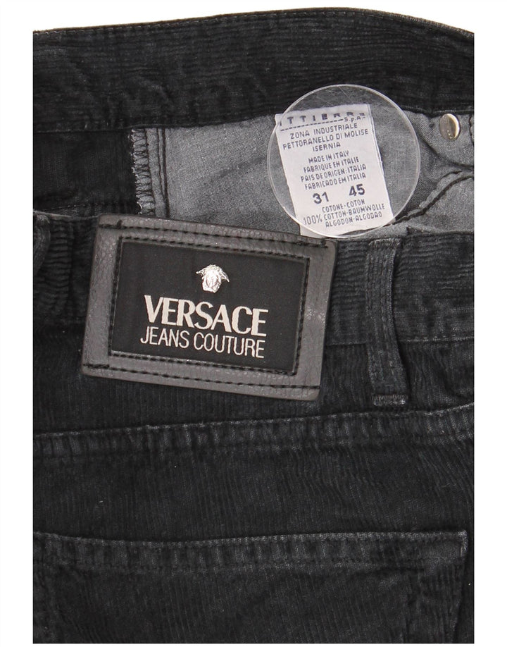 Мужские прямые вельветовые брюки VERSACE W31 L29, черный хлопок
