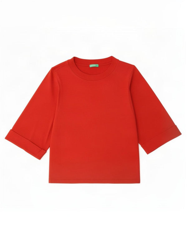 Женский топ Benetton с рукавом 3/4 UK 14, средний красный