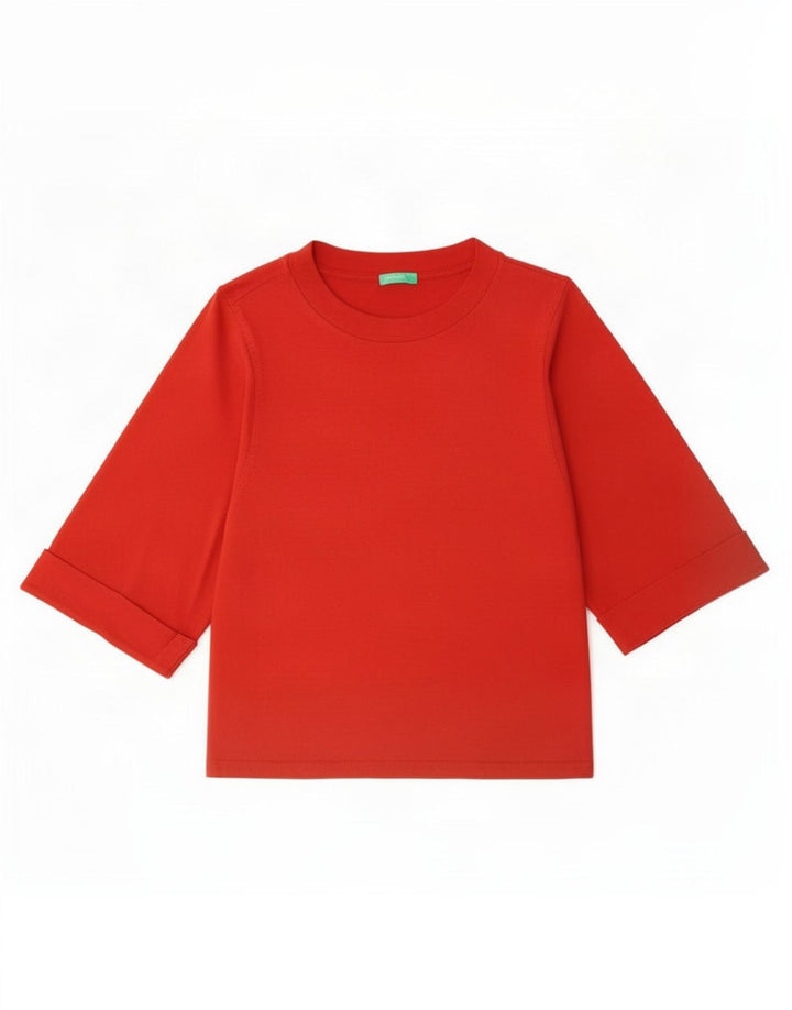Женский топ Benetton с рукавом 3/4 UK 14, средний красный