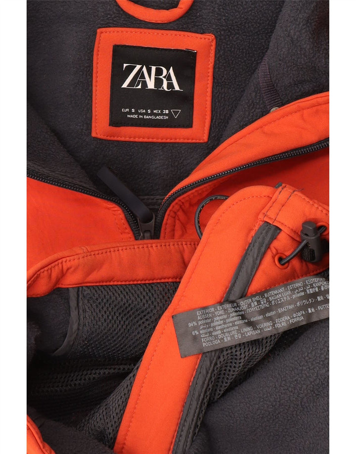 Мужская ветровка Zara UK 36, маленькая красная полиэстеровая куртка с капюшоном