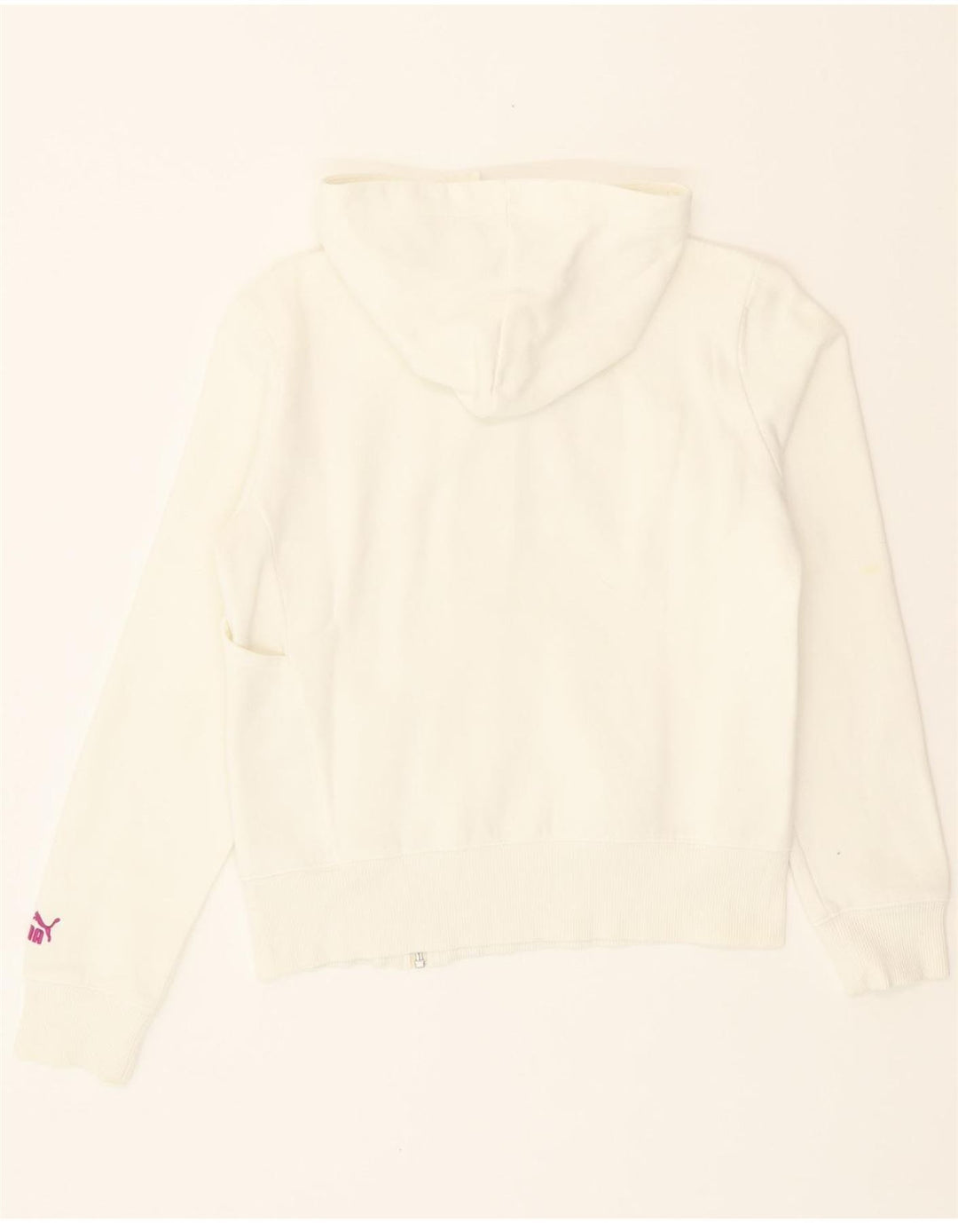 PUMA Womens Graphic Zip Hoodie Sweater UK 12 Medium  Beige Vintage Puma and Second-Hand Puma from Messina Hembry 