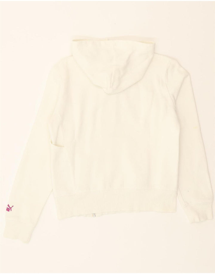 PUMA Womens Graphic Zip Hoodie Sweater UK 12 Medium  Beige Vintage Puma and Second-Hand Puma from Messina Hembry 
