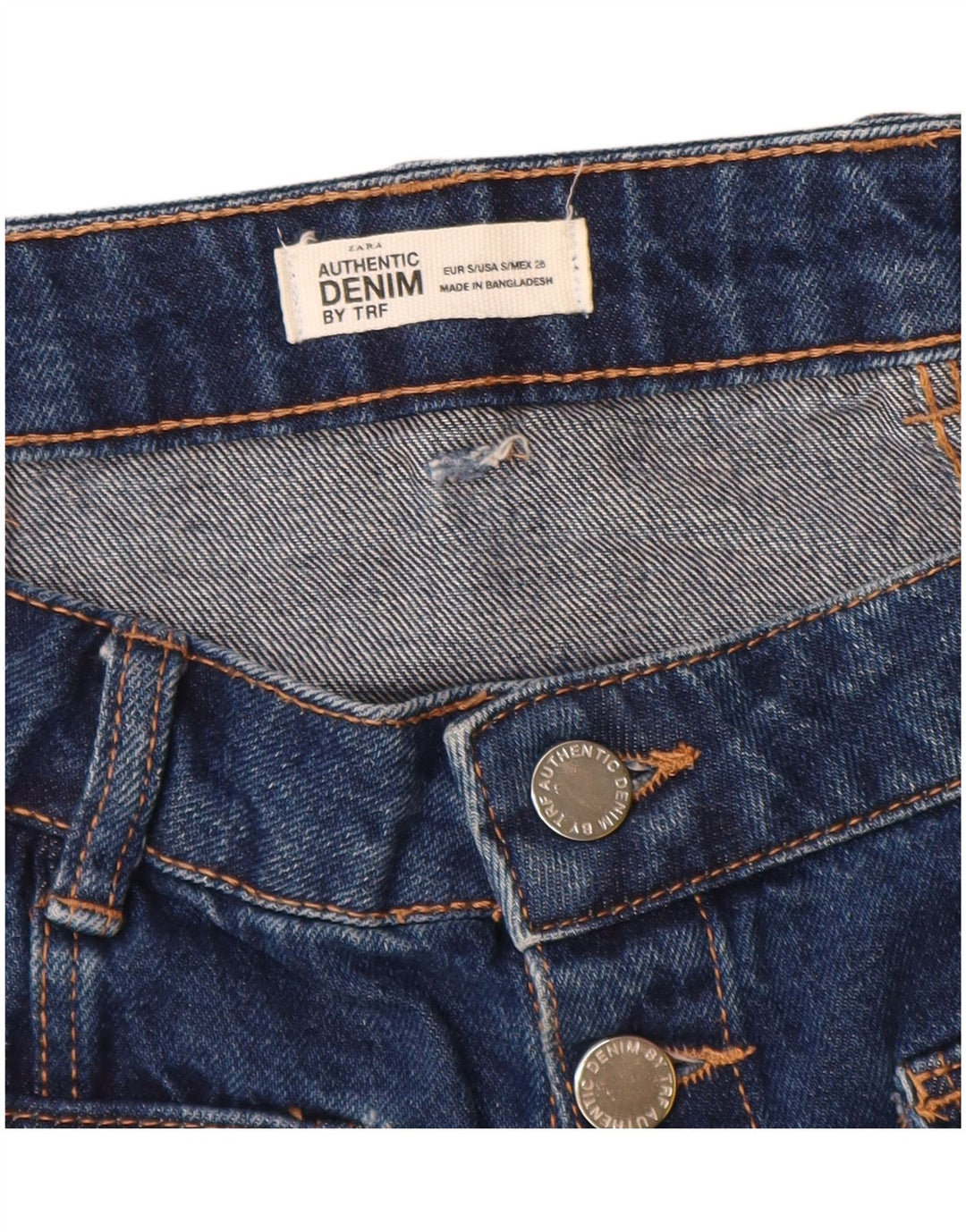 Женская мини-юбка джинсовая Zara, маленькая, W26, синяя, хлопок