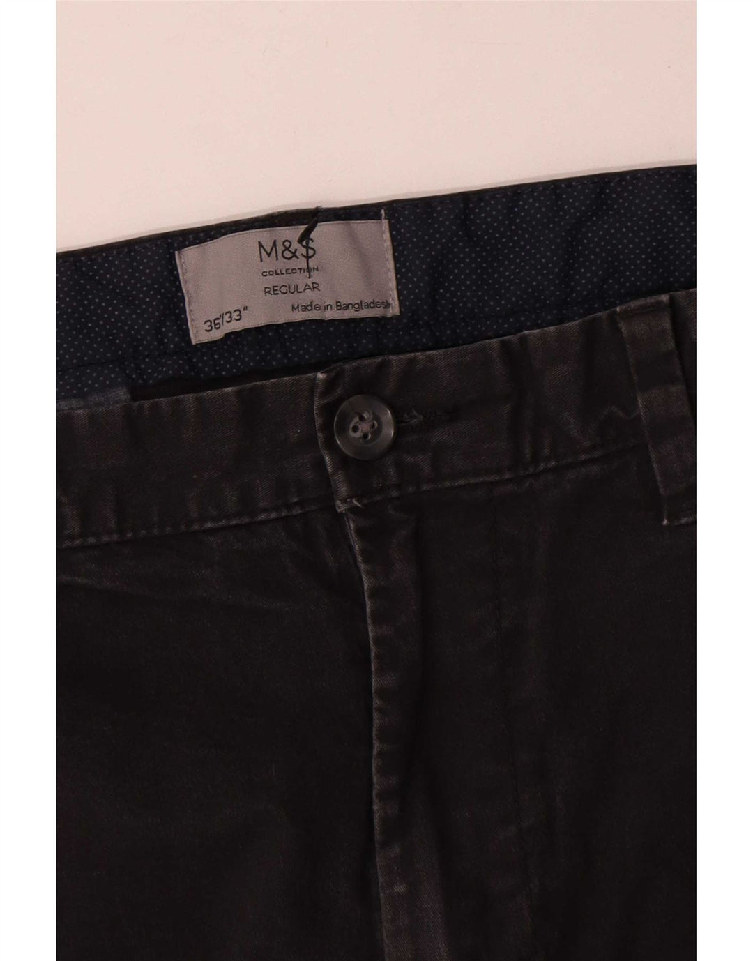 Мужские брюки-чиносы Marks & Spencer стандартного кроя W36 L30, черный хлопок