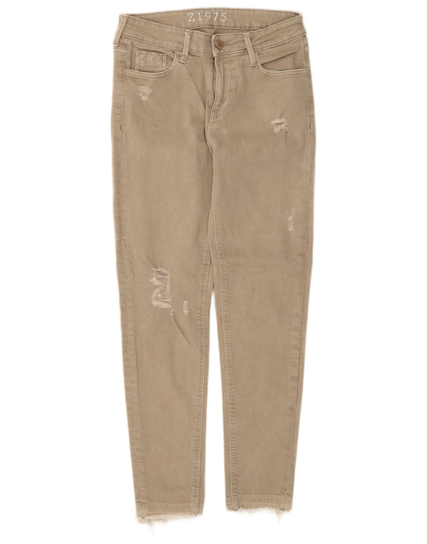 Женские потертые джинсы скинни Zara EU 34 2XS W24 L25 Бежевый хлопок