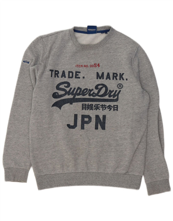 SUPERDRY Мужской свитшот с рисунком, большой серый хлопковый джемпер в крапинку