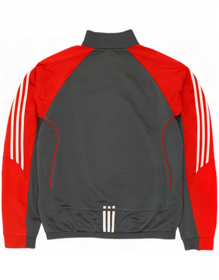 Мужская спортивная куртка Adidas XL, серый полиэстер с цветными блоками