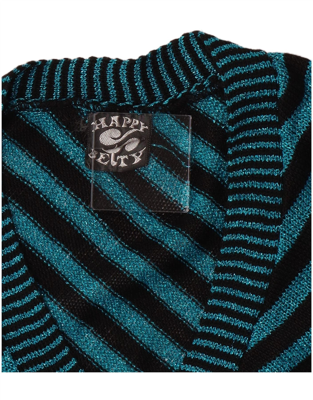 Винтажный женский кардиган с v-образным вырезом, Великобритания, 6 XS, бирюзовый в полоску