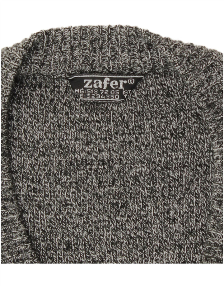 Винтажный мужской кардиган, большой серый свитер с жаккардовым узором