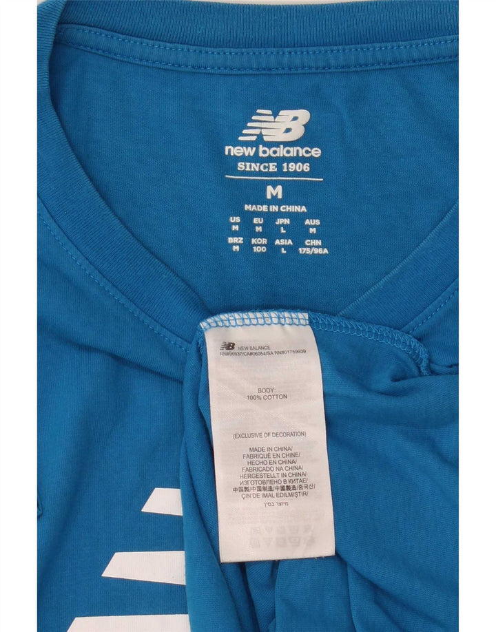 Мужская футболка с рисунком New Balance, верх из хлопка среднего синего цвета