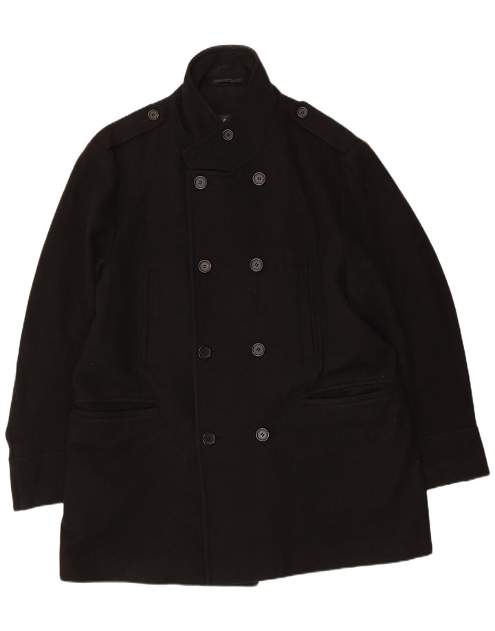 Мужское двубортное пальто Marks & Spencer UK 42 XL, черное шерстяное