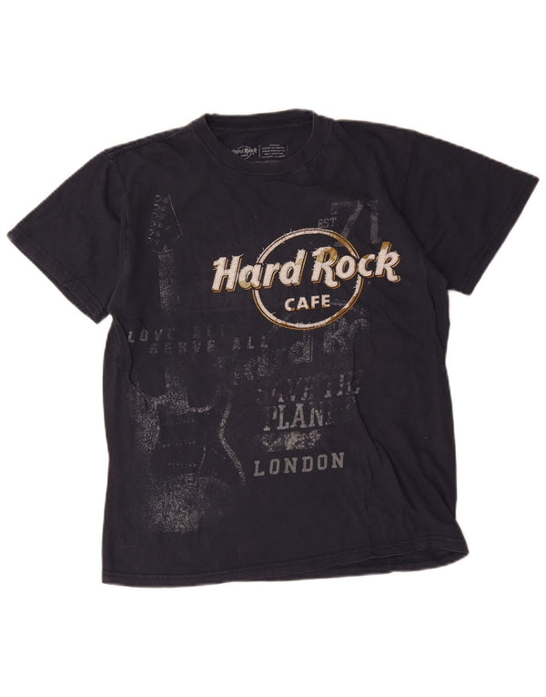 Hard Rock Cafe Womens Graphic T-Shirt Top Small Navy Blue Cotton