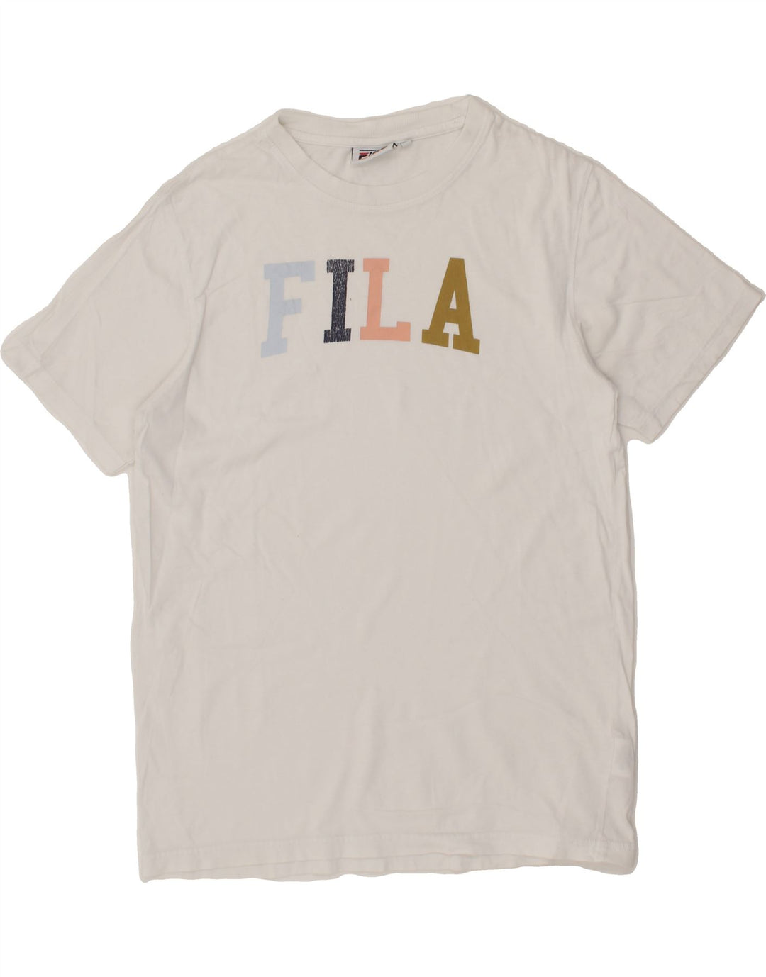 FILA Mens Graphic T-Shirt Top Small White Cotton Vintage Fila and Second-Hand Fila from Messina Hembry 