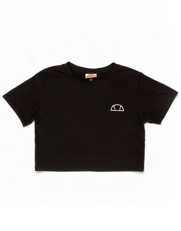 Женская укороченная футболка с рисунком Ellesse Top UK 10, маленький черный хлопок