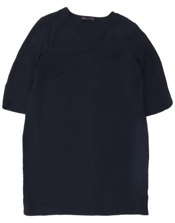 Marks & Spencer Womens 3/4 Sleeve Shift Dress UK 16 Large Navy Blue