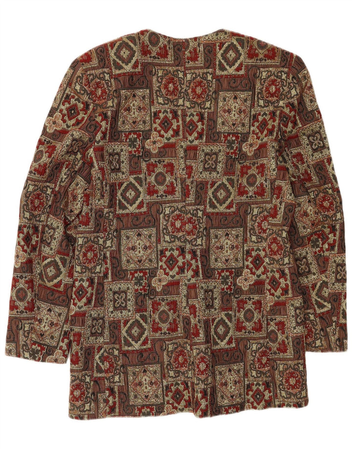 Винтажный женский пиджак на 3 пуговицах IT 46, большой коричневый пэчворк из ацетата