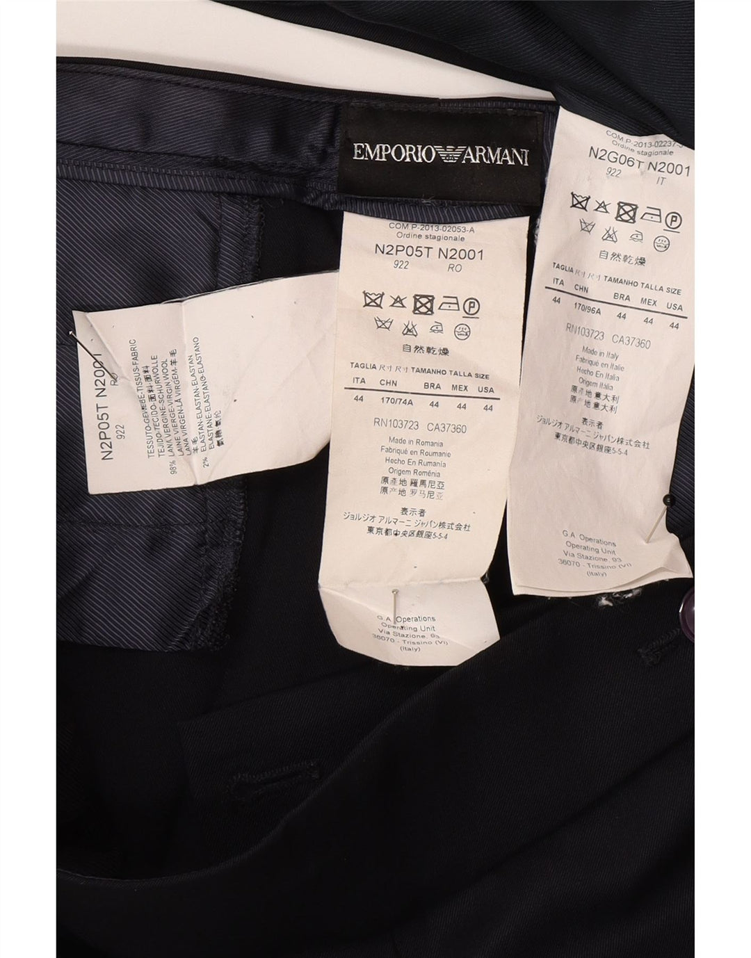 Emporio Armani Женский костюм из 2 предметов на 2 пуговицах IT 44 Средний W30 L30 Темно-синий