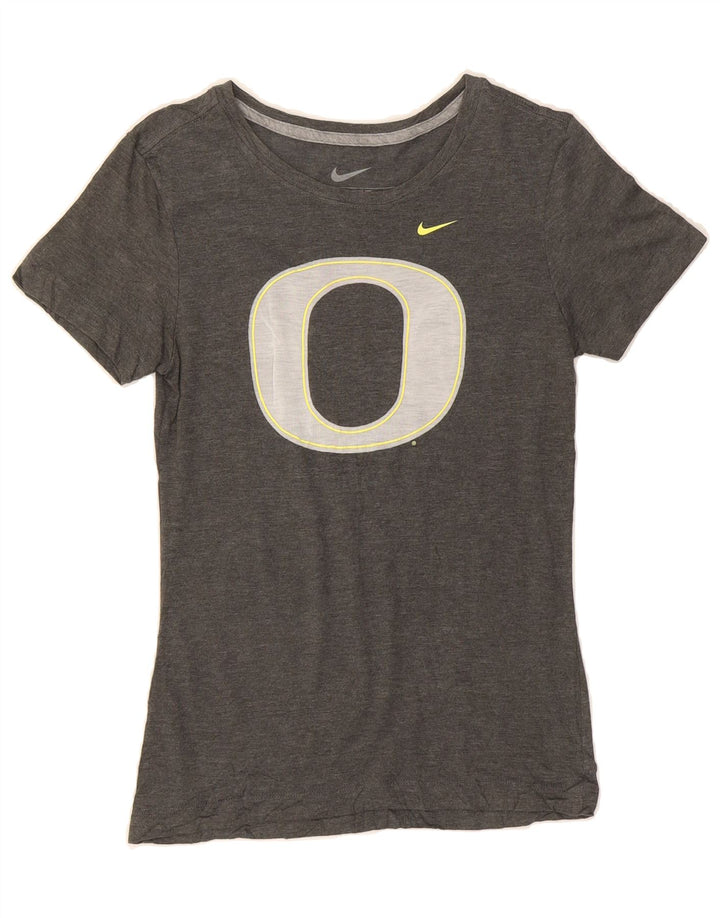 NIKE Womens Slim Fit Graphic T-Shirt Top UK 10 Small Grey Polyester Vintage Nike and Second-Hand Nike from Messina Hembry 