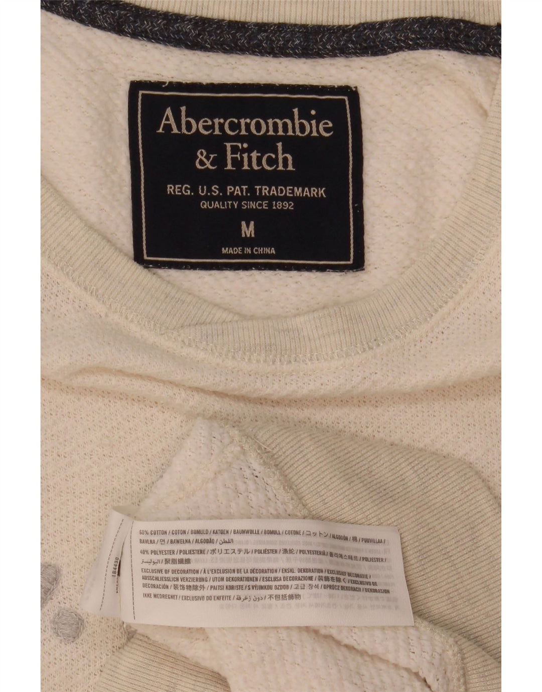 Мужской свитшот с рисунком Abercrombie & Fitch, средний хлопковый джемпер белого цвета