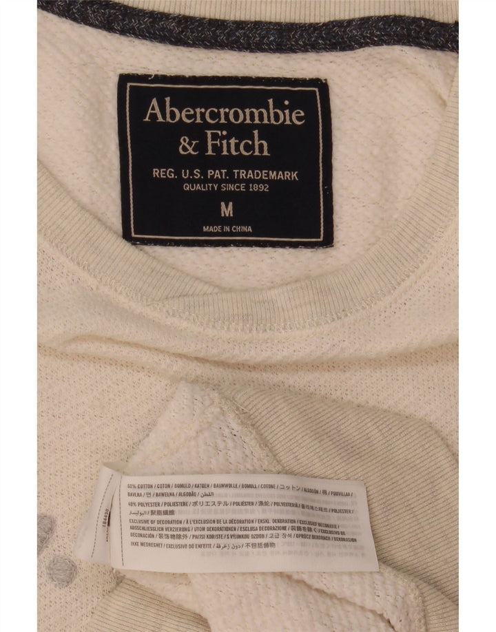 Мужской свитшот с рисунком Abercrombie & Fitch, средний хлопковый джемпер белого цвета