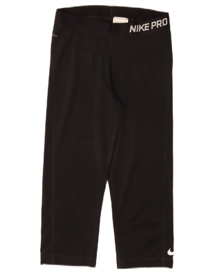 Женские леггинсы-капри с рисунком NIKE Dri Fit UK 12, средний черный полиэстер