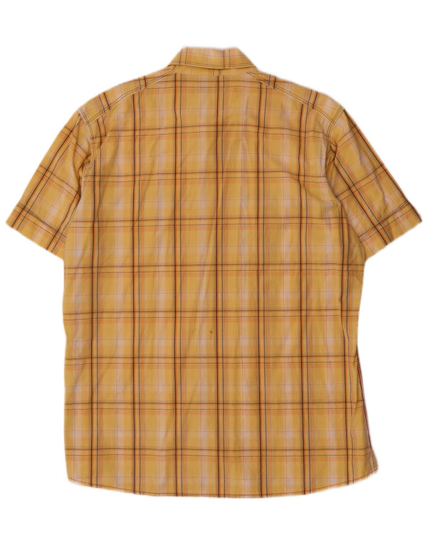 Мужская рубашка Angelo Litrico с коротким рукавом, размер 43/44 XL, желтая клетка, хлопок