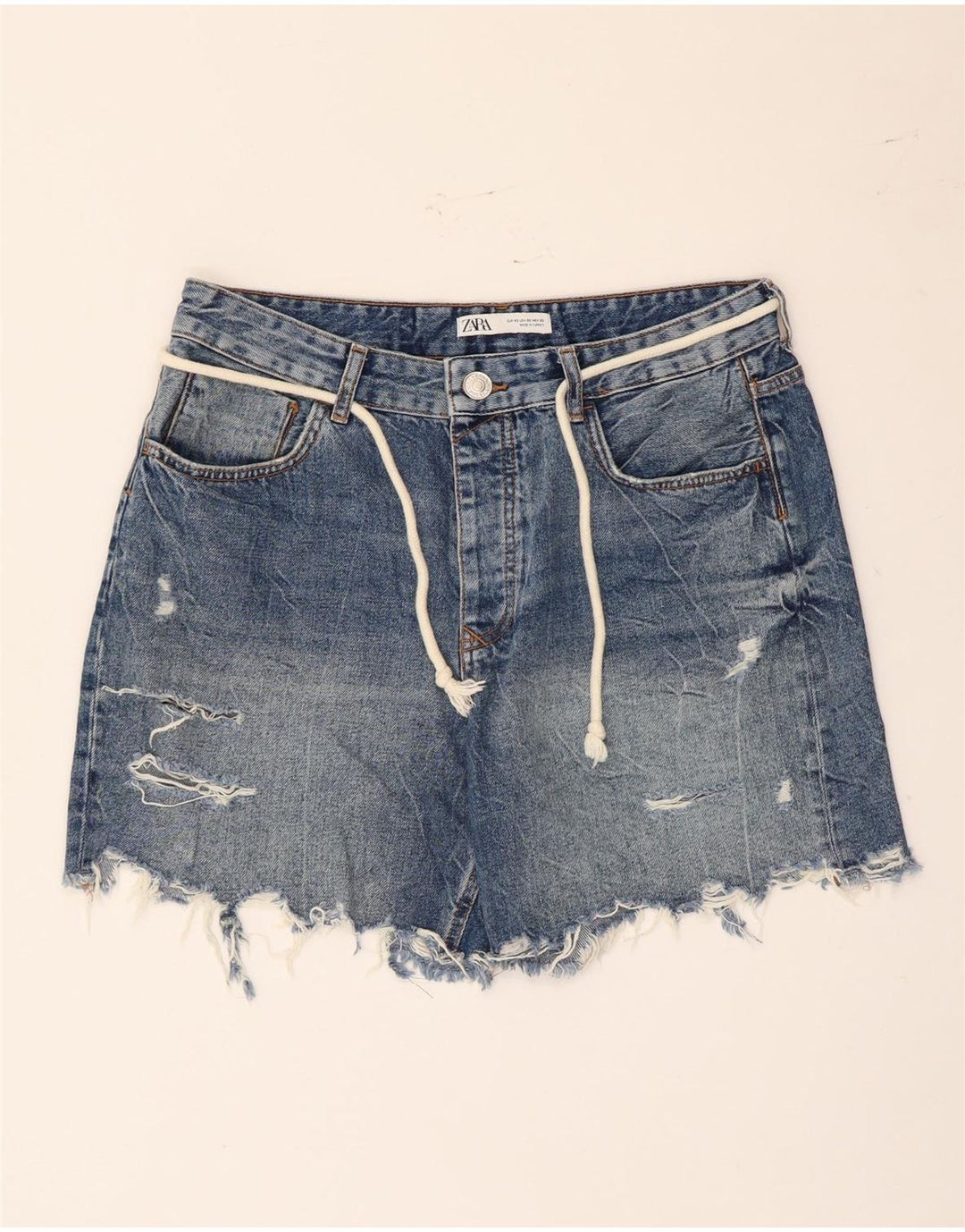 Женские джинсовые шорты Zara EU 42, большие, W32, синие, хлопок