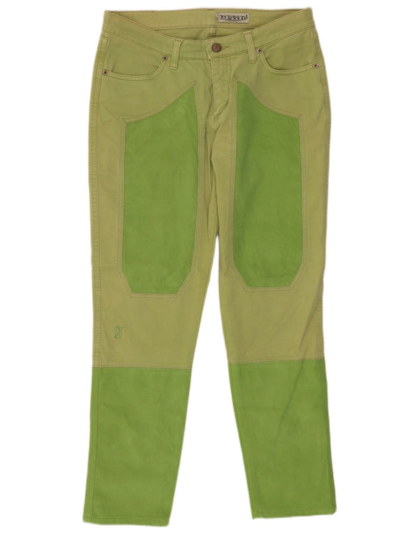 Женские укороченные джинсы Jeckerson Slim W31 L27, зеленые цветные блоки