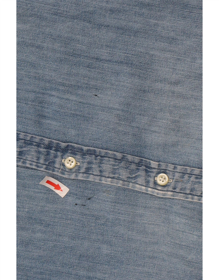 Мужская джинсовая рубашка узкого кроя Ralph Lauren XL, синяя, хлопок