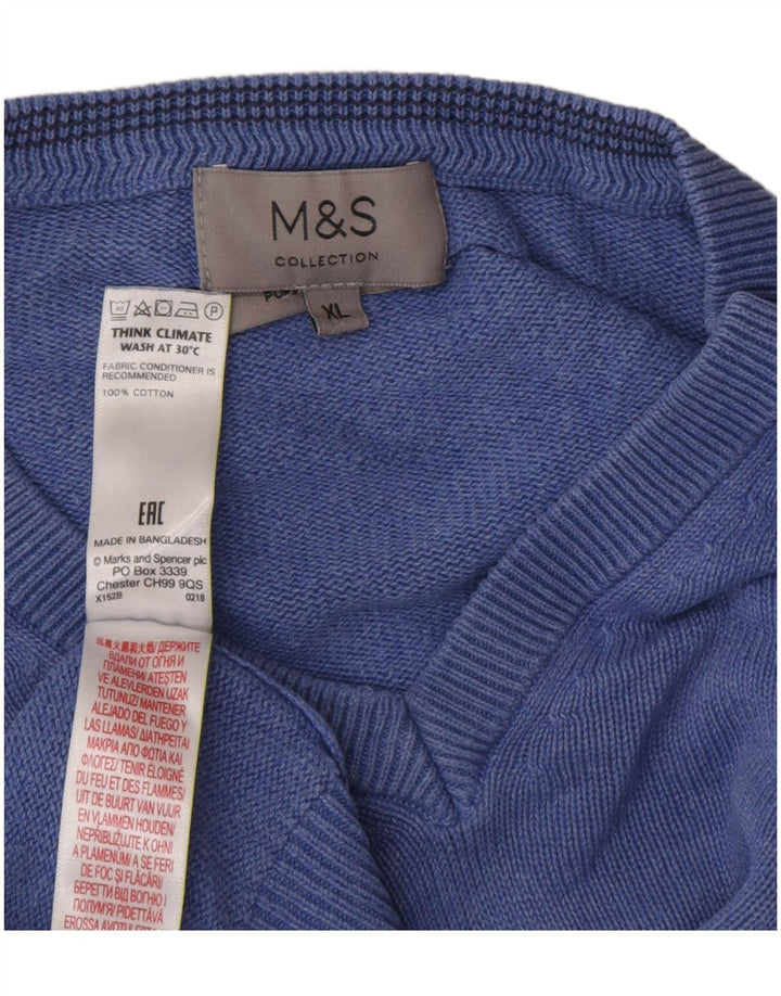 Мужской джемпер с v-образным вырезом Marks & Spencer XL, синий хлопок