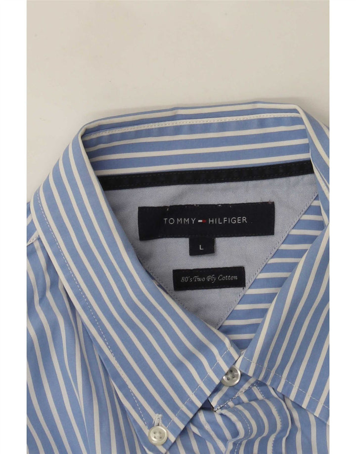 Мужская рубашка Tommy Hilfiger, большая синяя хлопковая полоска