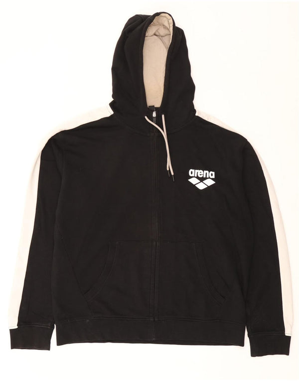 Мужской свитер с капюшоном Arena на молнии с графическим рисунком, 2XL, черный, хлопок с цветными блоками