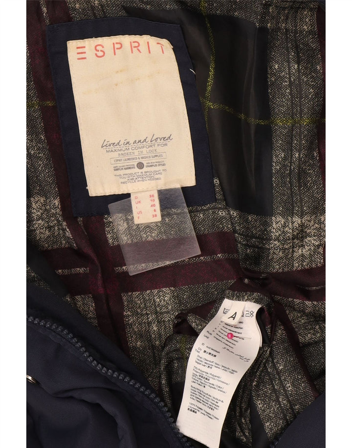 Женское стеганое пальто с капюшоном Esprit UK 10, маленькое темно-синее, полиамид