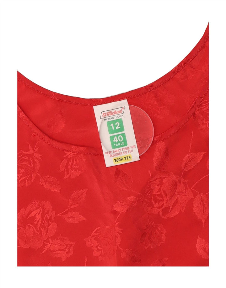ST MICHAEL Womens Crop Sleeveless Blouse Top UK 12 Medium  Red Floral Vintage St Michael and Second-Hand St Michael from Messina Hembry 