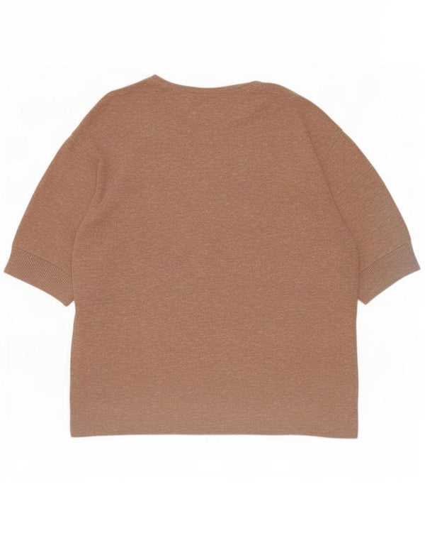 Женская футболка оверсайз Zara Top UK 10, маленькая, бежевая