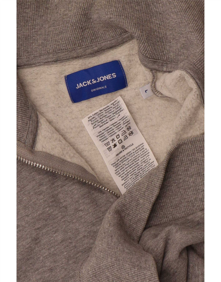 Мужской свитшот на молнии с рисунком Jack & Jones, большой серый в крапинку