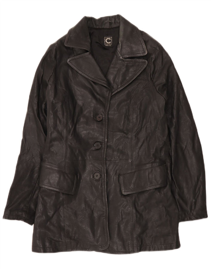 Винтажное женское кожаное пальто IT 42 Medium Black