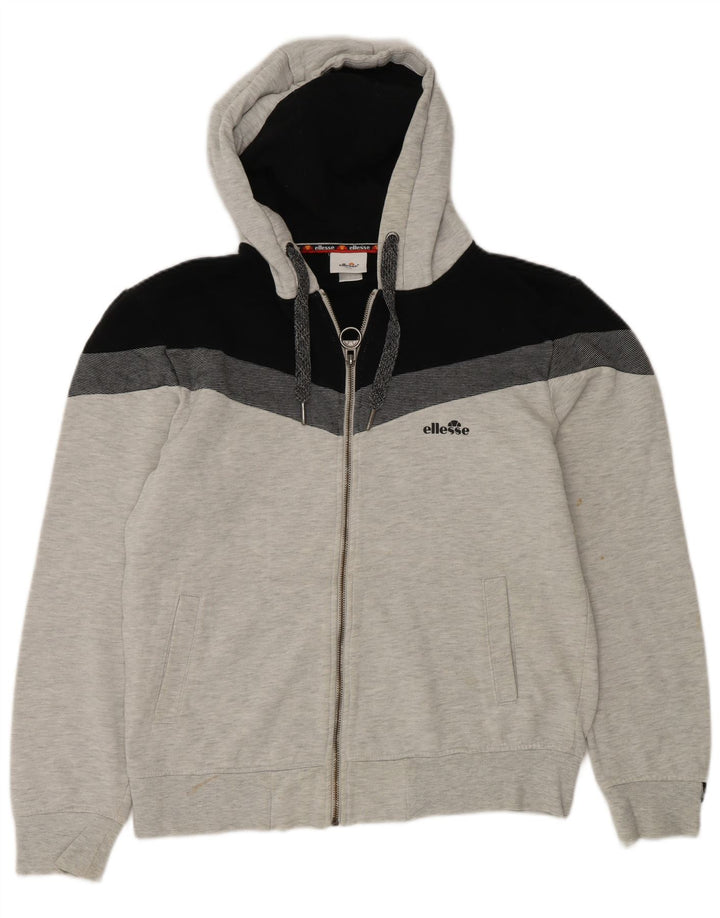 Ellesse Мужской свитер с капюшоном на молнии, большой серый, цветных блоков