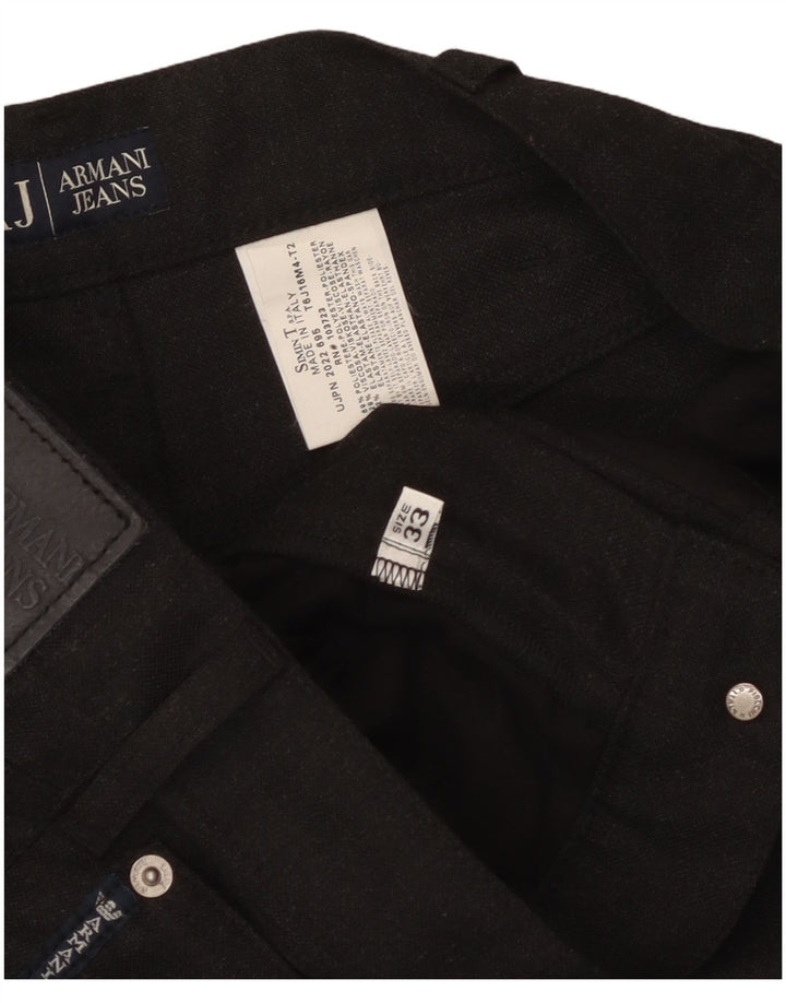 Мужские прямые повседневные брюки Armani W33 L29 черные из полиэстера