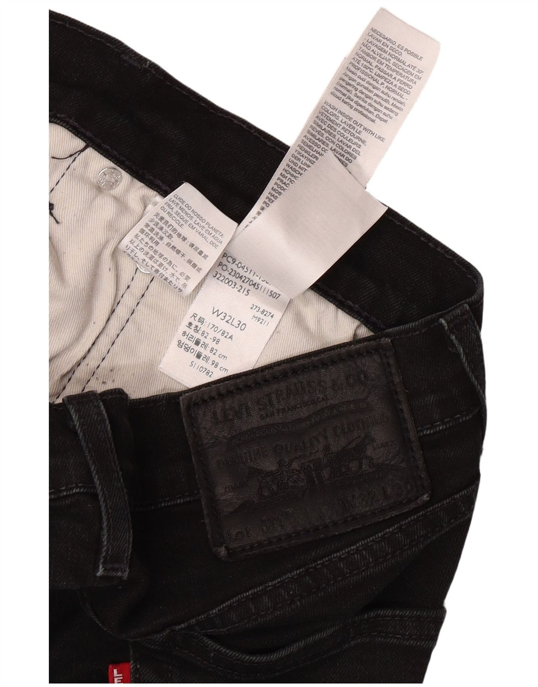 Мужские узкие джинсы LEVI'S W32 L30, черный хлопок