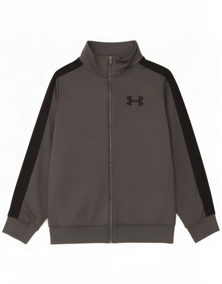 Спортивный костюм Under Armour для мальчиков, верхняя куртка 9–10 лет, средний серый цвет с цветными блоками